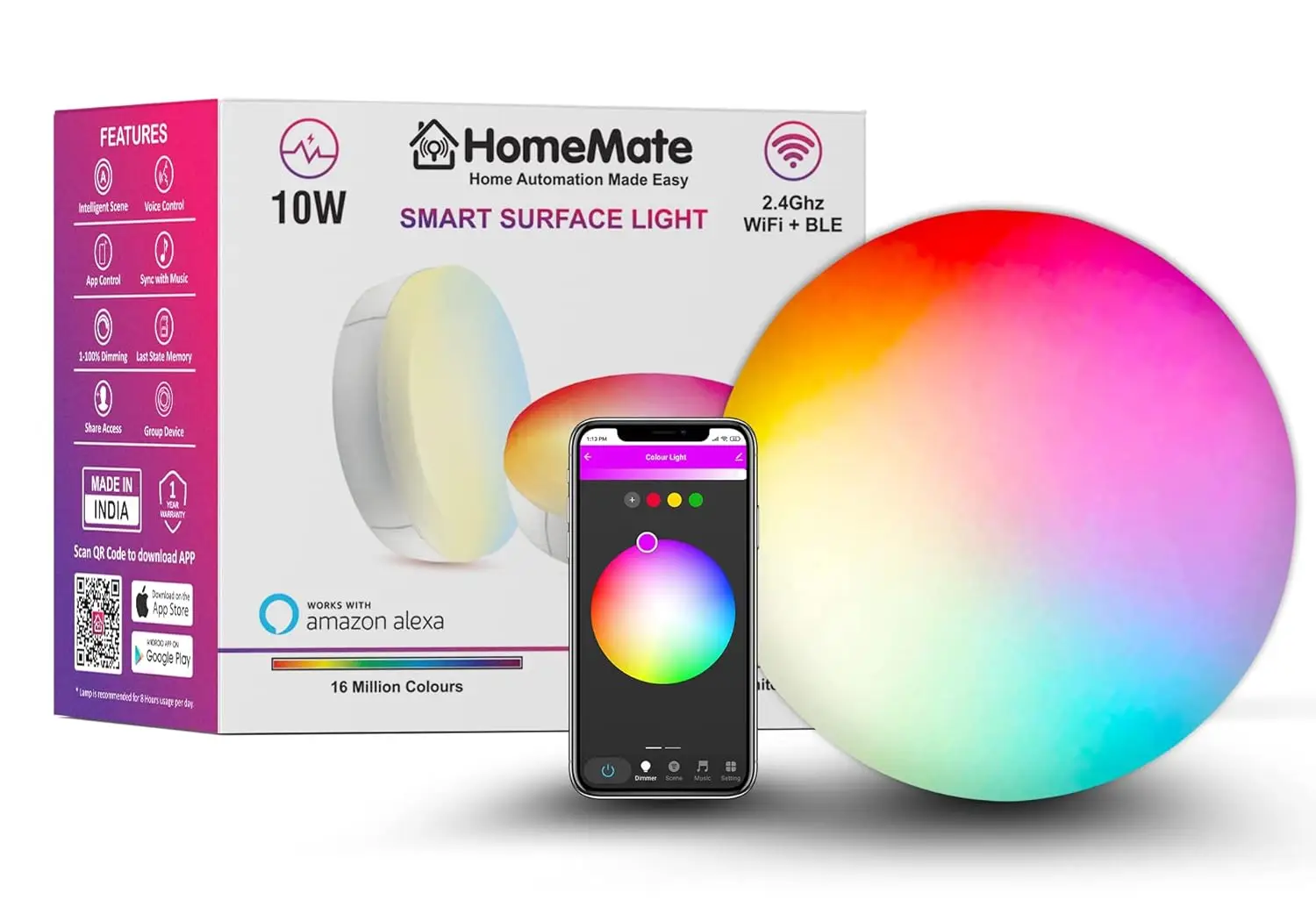 HomeMate WiFi Smart LED Surface Light 10 W 16 Million Colors Smart Home Makeover