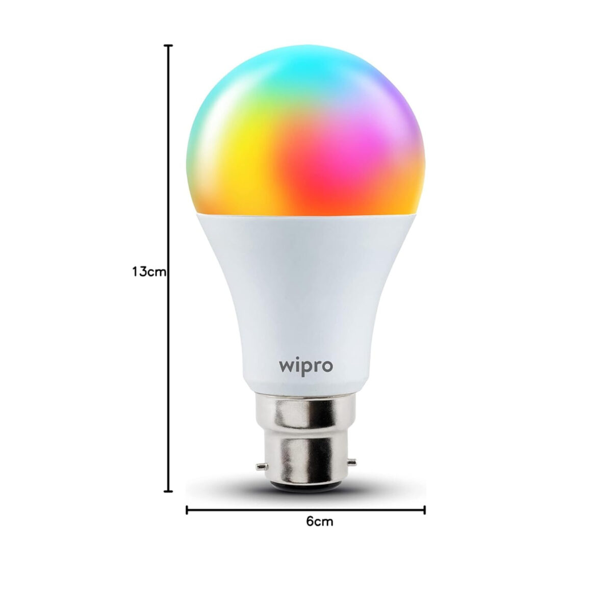 Wipro 12.5W Smart LED Bulb with Wi-Fi, Alexa Voice Control, Music Sync, Dimmable Brightness, and 16 Million Colors for Smart Homes.